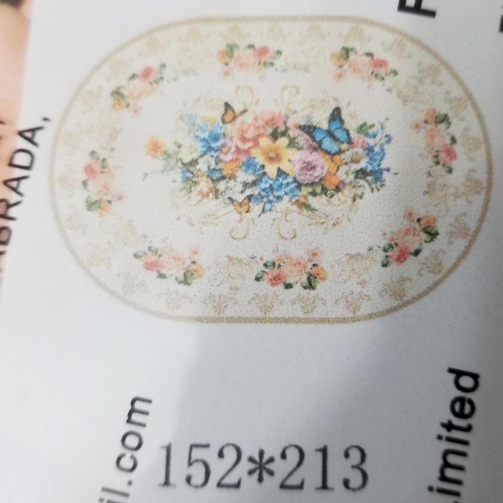 2 large oval tablecloths- floral w butterflies, NIB! - Picture 3 of 7